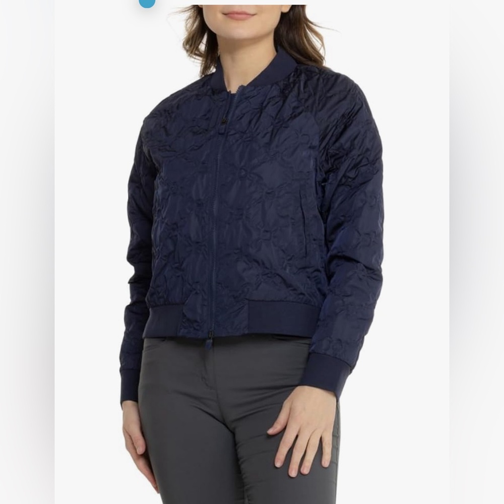 G/FORE Women's Textured Bomber Jacket Twilight, NAVY BLUE, SMALL